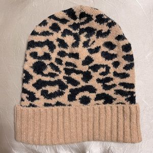 NWT J. CREW SUPERSOFT YARN LEOPARD BEANIE HAT